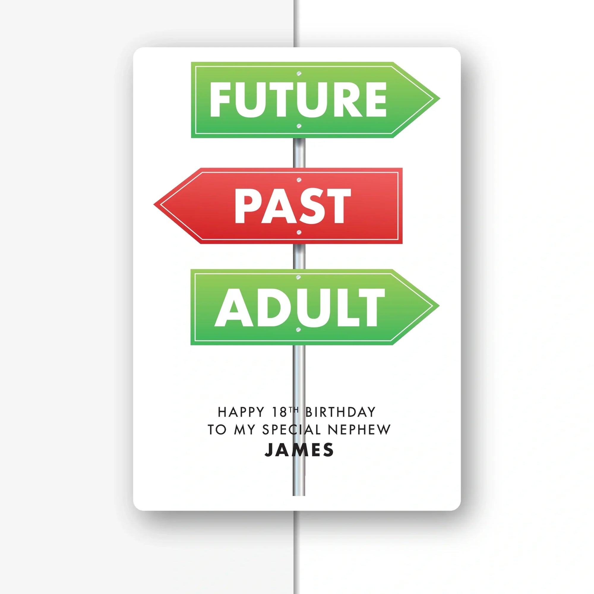 future past adult signpost nephew personalised 18th birthday card