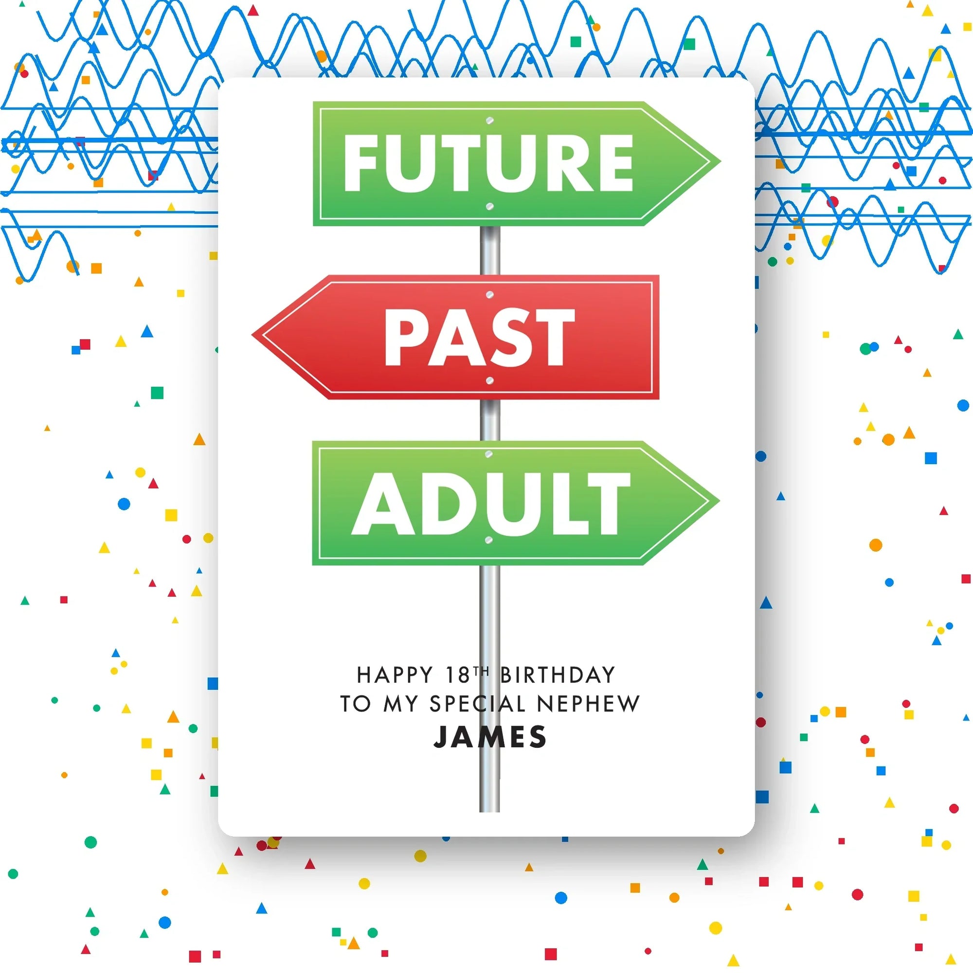 future past adult signpost nephew personalised 18th birthday card