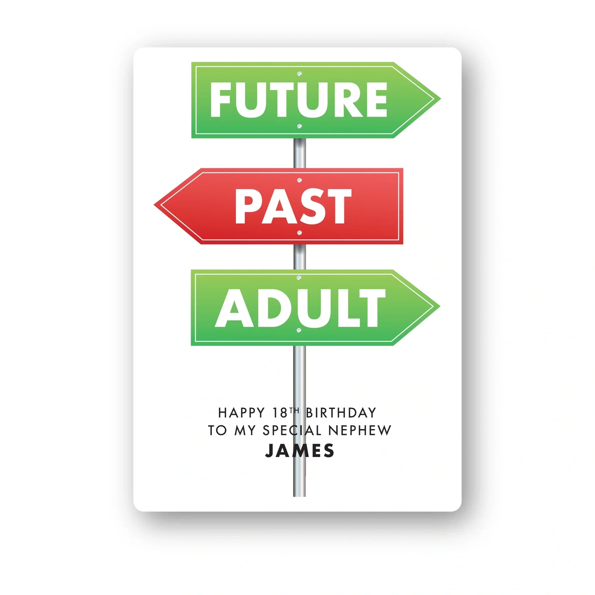 future past adult signpost nephew personalised 18th birthday card