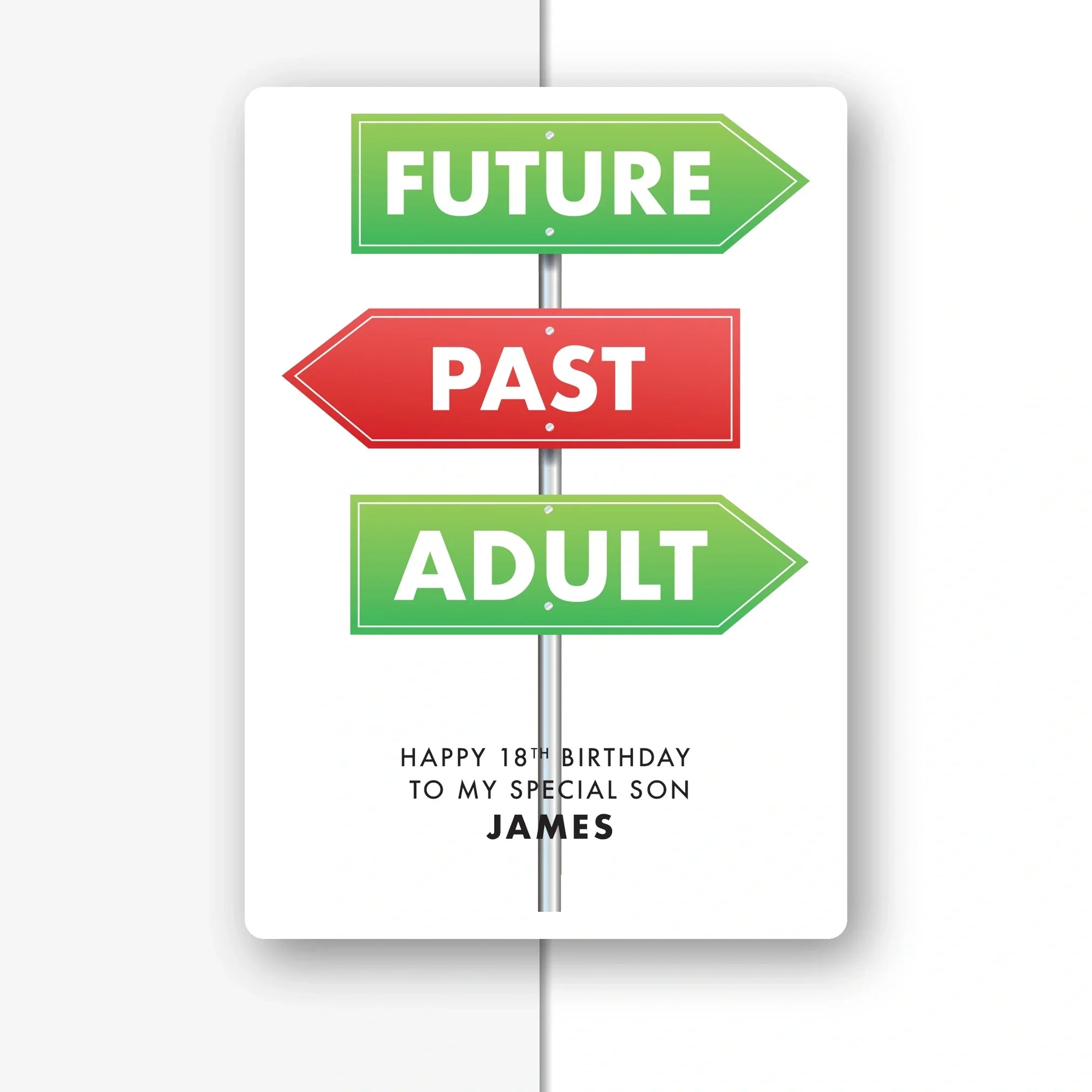 future past adult signpost son personalised 18th birthday card