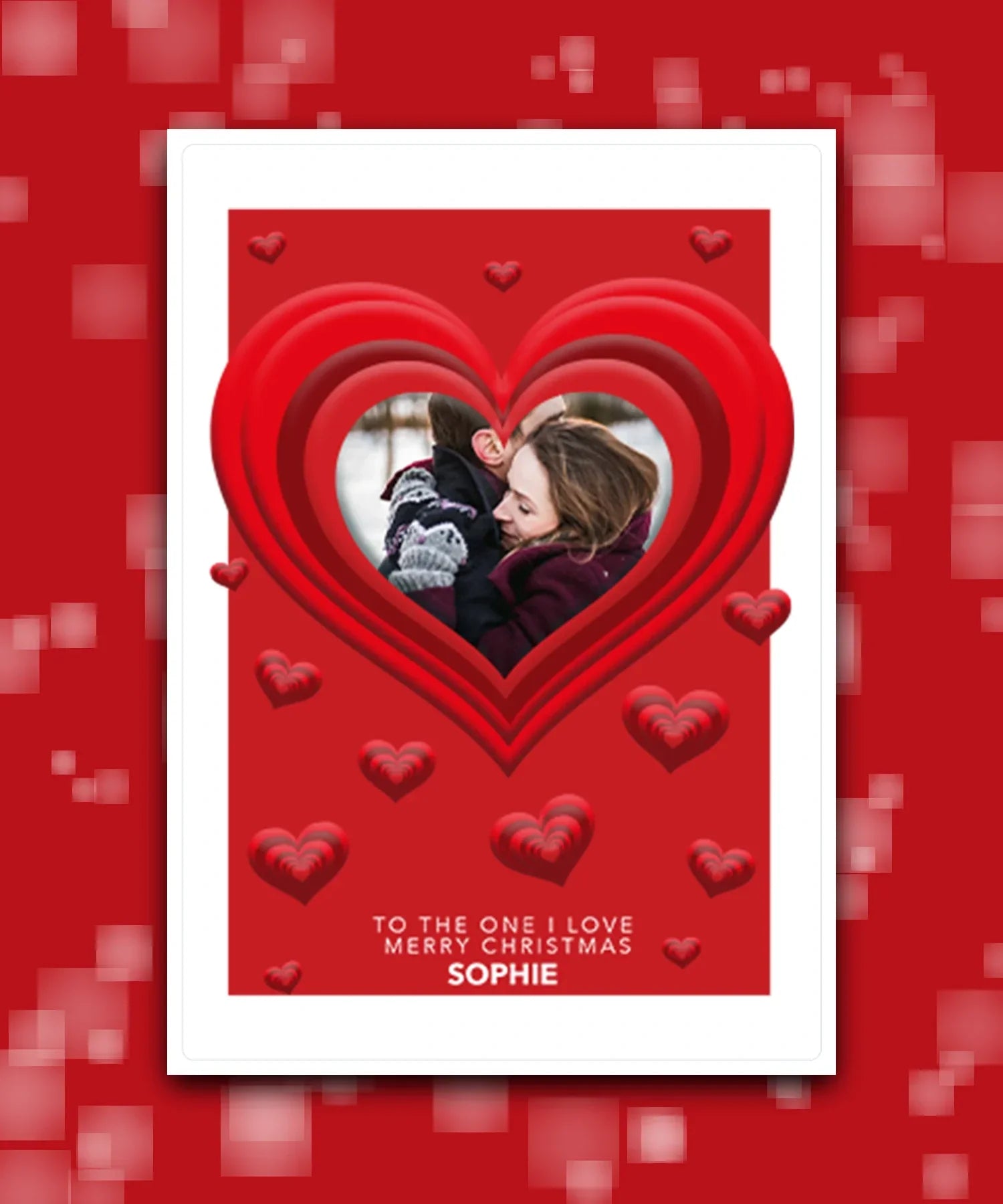 Custom printed Christmas card with your photo, add name & greeting; To the one I love Christmas card with photo upload
