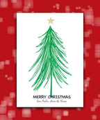 Custom Christmas card with festive tree design—add surname & message; custom printed