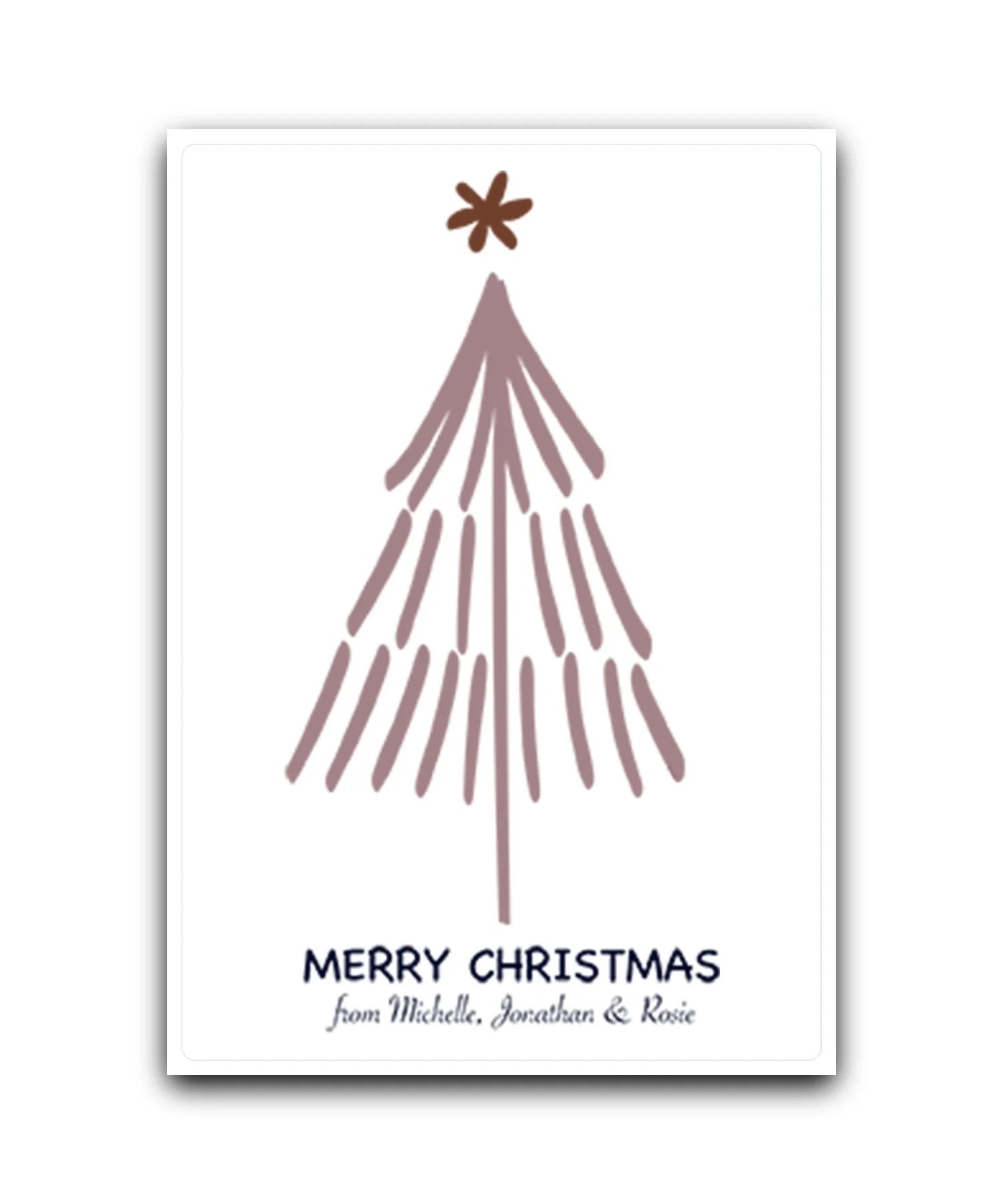 personalised blush pink christmas card with gold star—personalised with name & message; custom printed