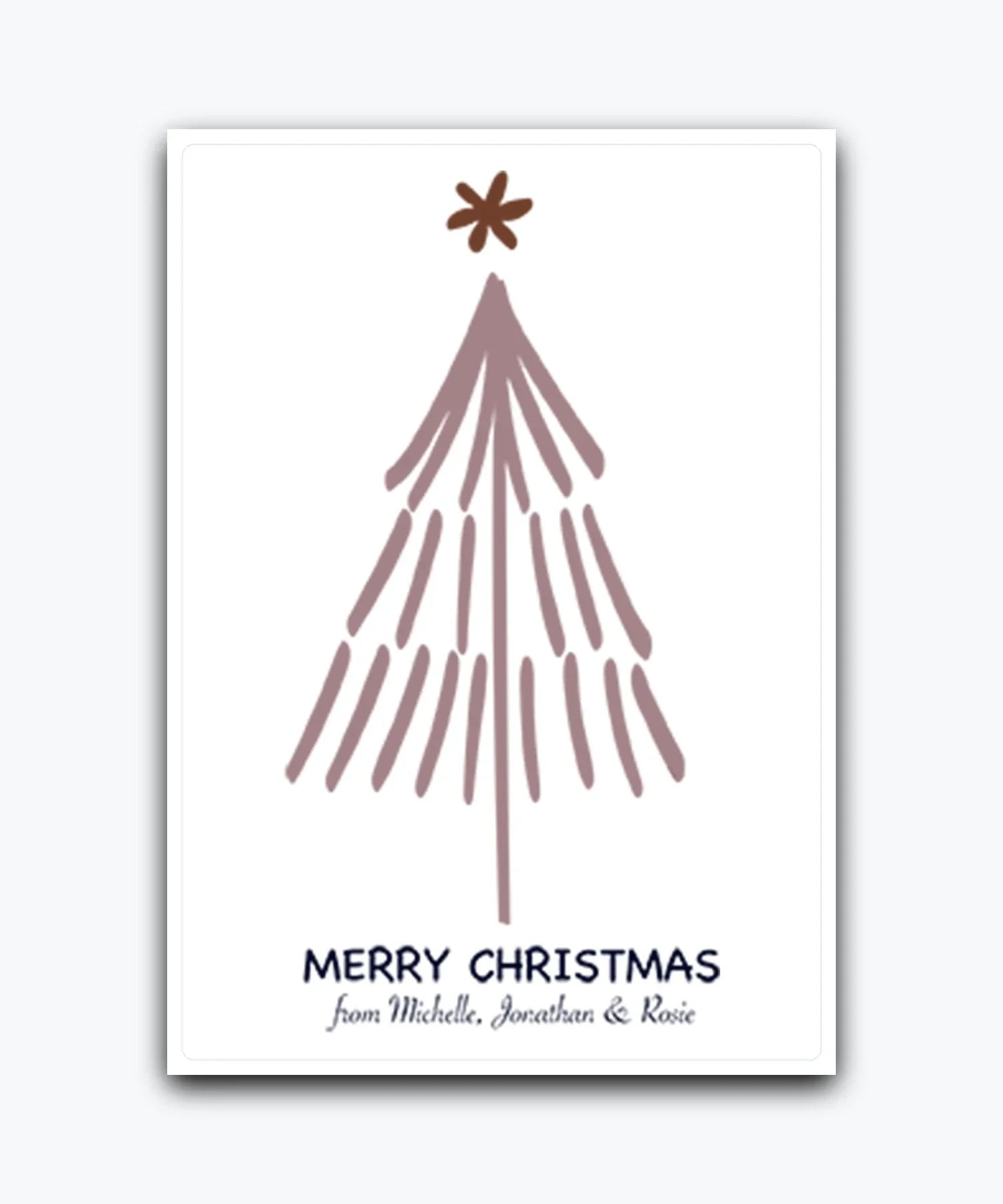 modern holiday greeting card personalised with message; add names & text; printed Xmas card