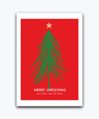 custom christmas card with gold star and names—personalised with names; printed greeting card