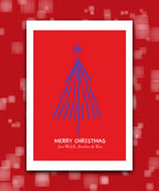 custom christmas card with tree and star illustration—add surname & message; custom printed