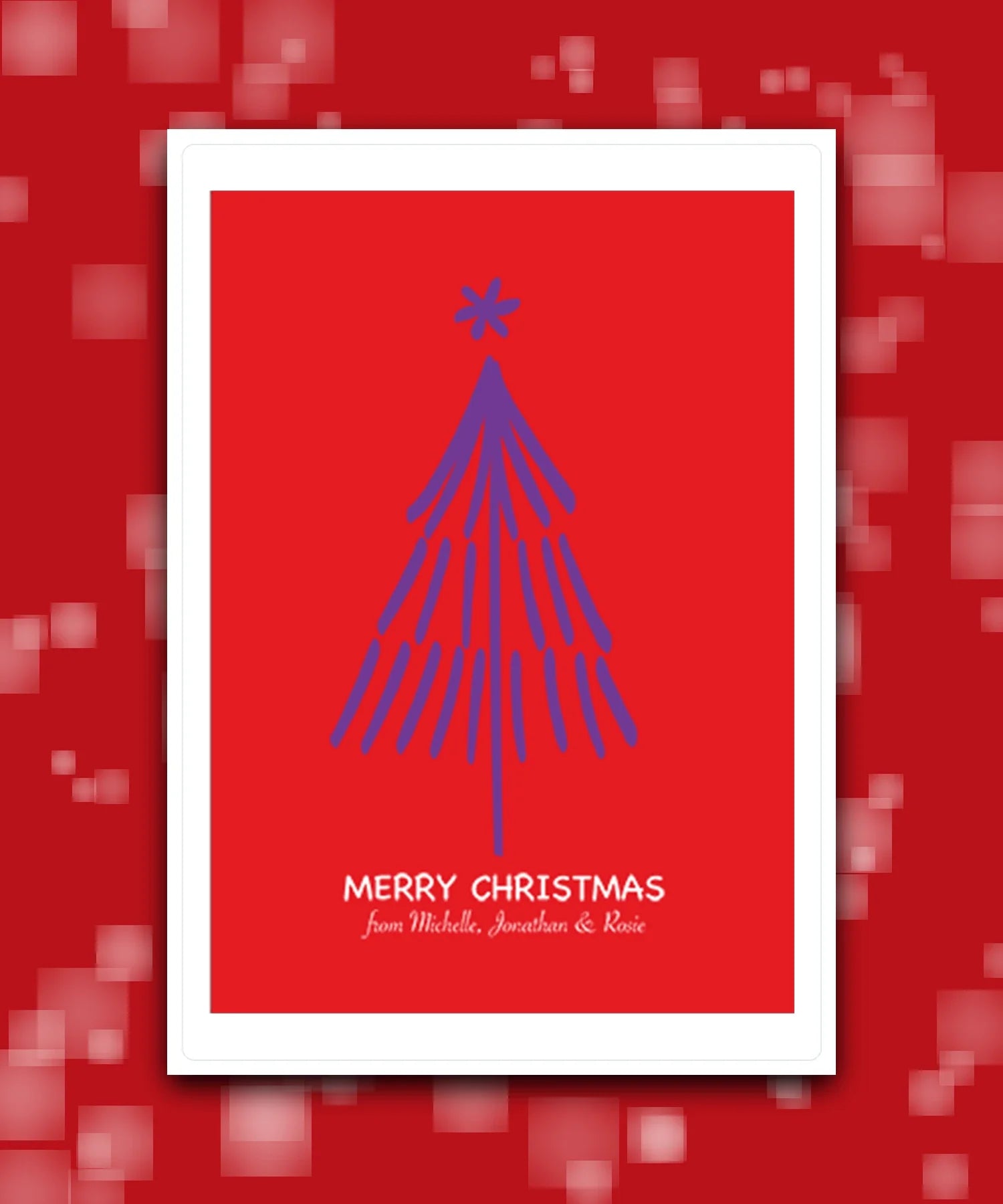 custom christmas card with tree and star illustration—add surname & message; custom printed