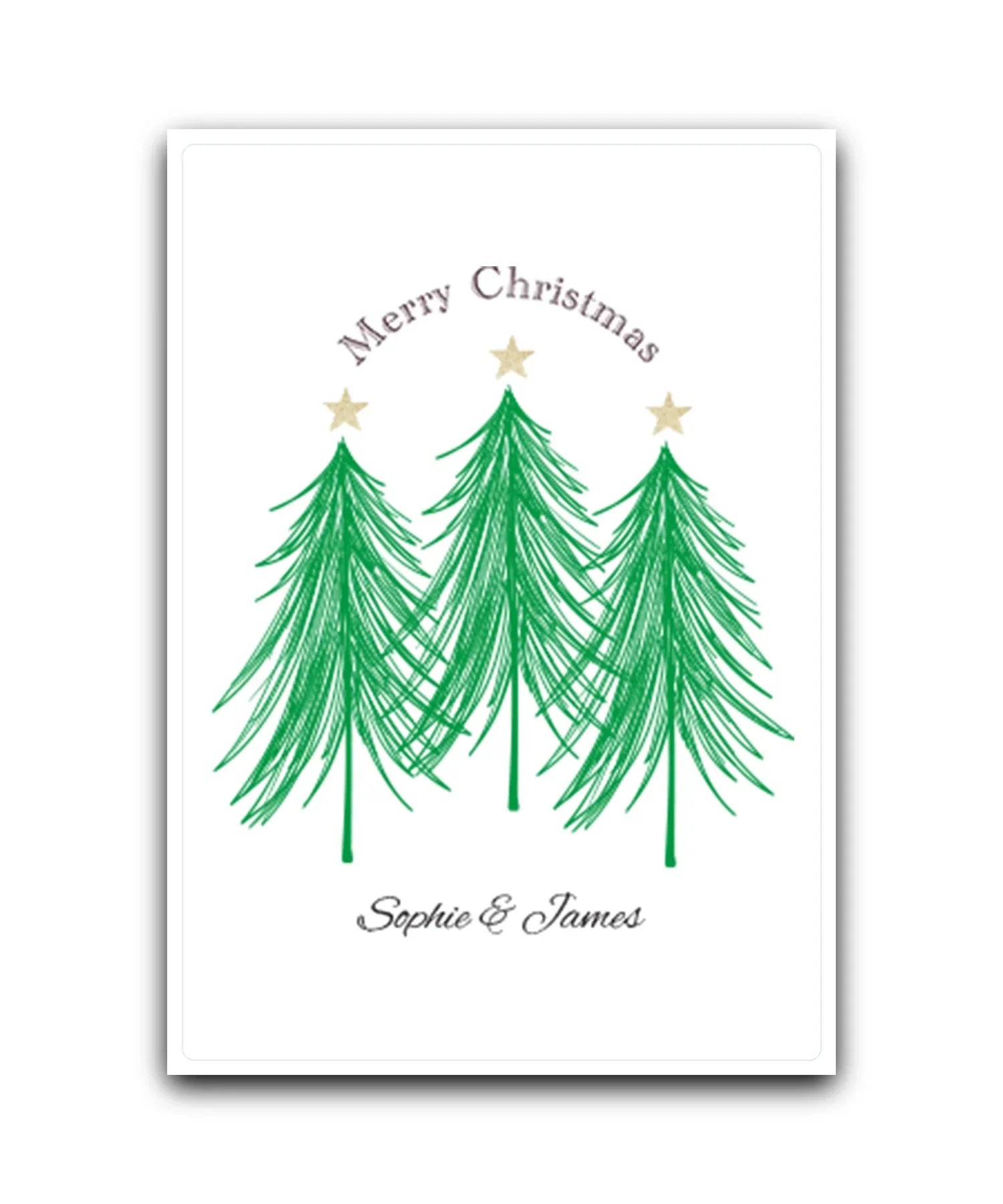 Gold star personalised Christmas card (emerald)—add name & message; custom printed Christmas card