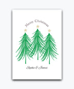 Elegant gold star Christmas card (emerald)—personalised with names; printed Xmas greeting