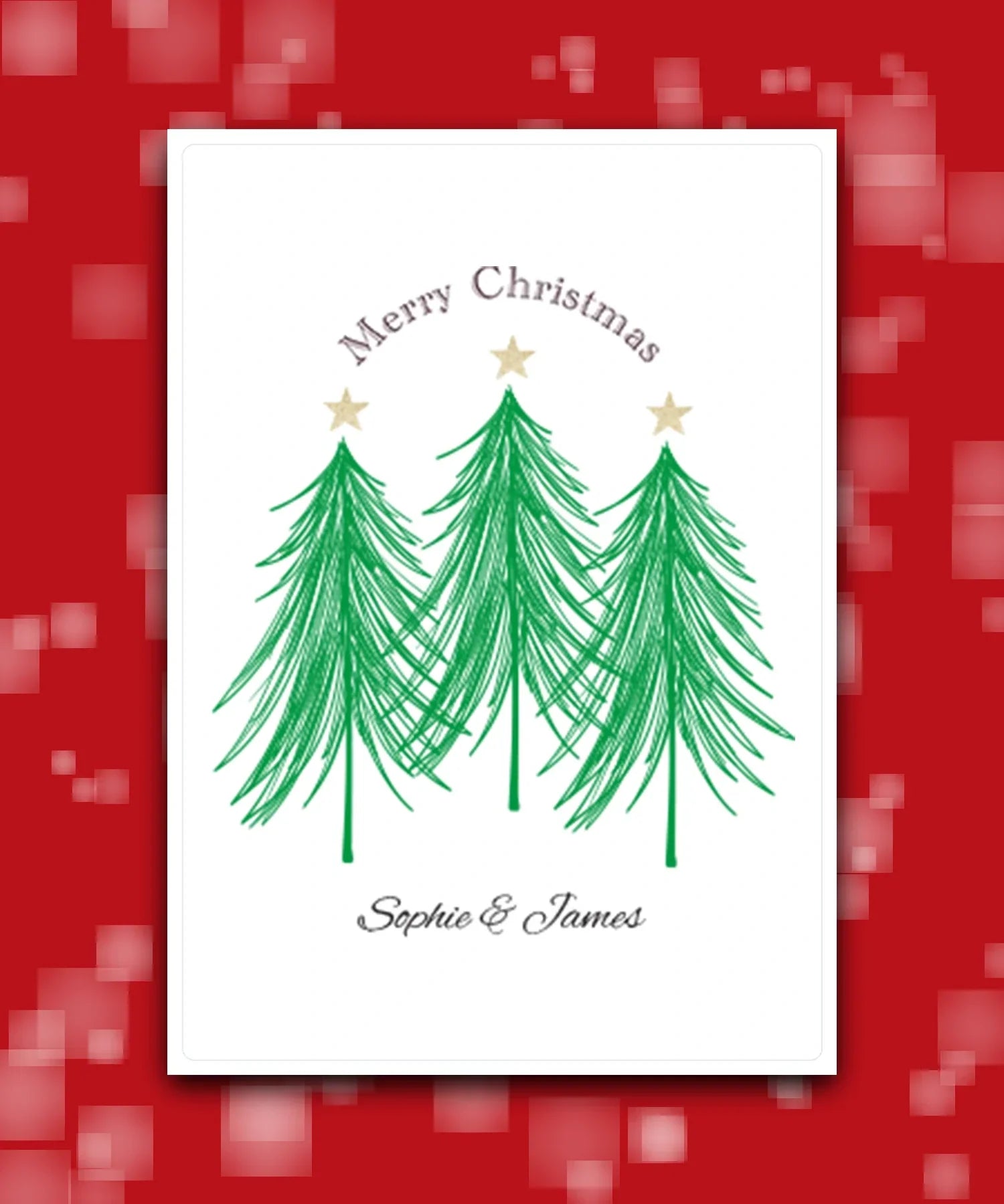 Luxury gold star personalised Christmas card (emerald)—add surname & message; custom printed
