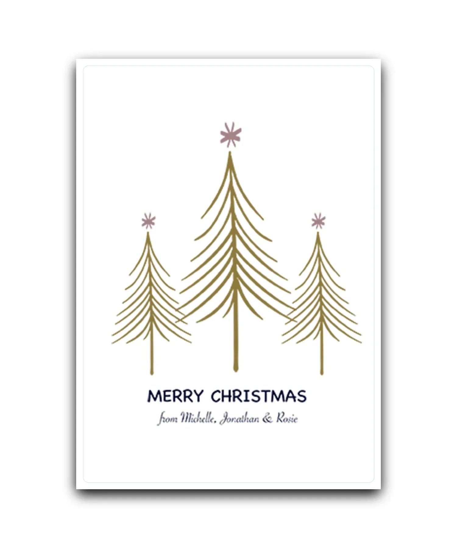 Gold star personalised Christmas card—add name & message; custom printed Christmas card; UK printed