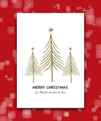 Luxury gold star personalised Christmas card—add surname & message; custom printed; UK printed