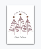 Pine forest Christmas card personalised—add names & greeting; printed Xmas card
