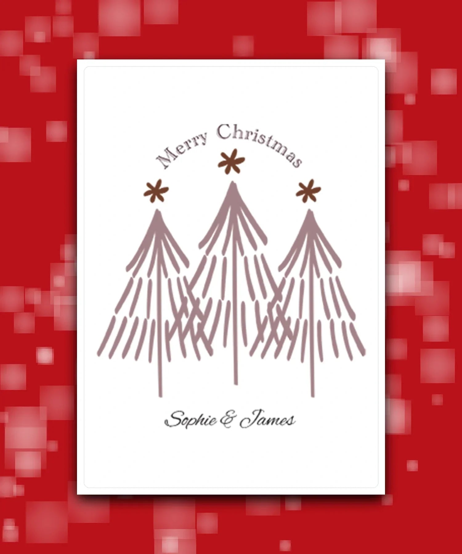 Woodland Christmas card personalised—custom text; printed Christmas greeting