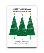 Christmas tree personalised card—add name & message; custom printed Xmas card; UK printed
