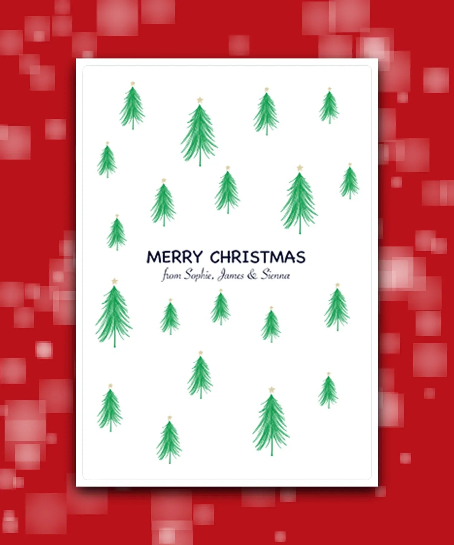 Abstract hills Christmas card—personalised wording; printed Xmas card