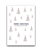 Geometric hills personalised Christmas card (cocoa)—add name & message; printed