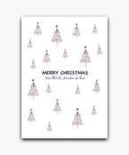 Modern pattern Christmas card personalised (cocoa)—add names & text; custom printed
