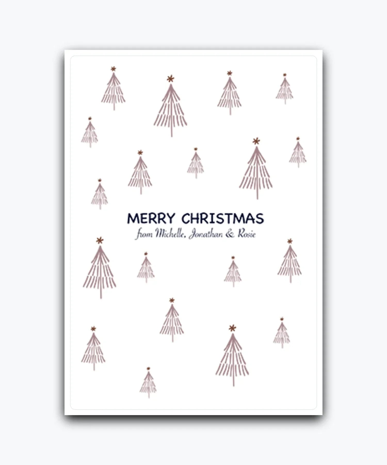 Modern pattern Christmas card personalised (cocoa)—add names & text; custom printed
