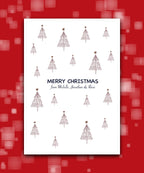 Abstract hills Christmas card (cocoa)—personalised wording; printed Xmas card