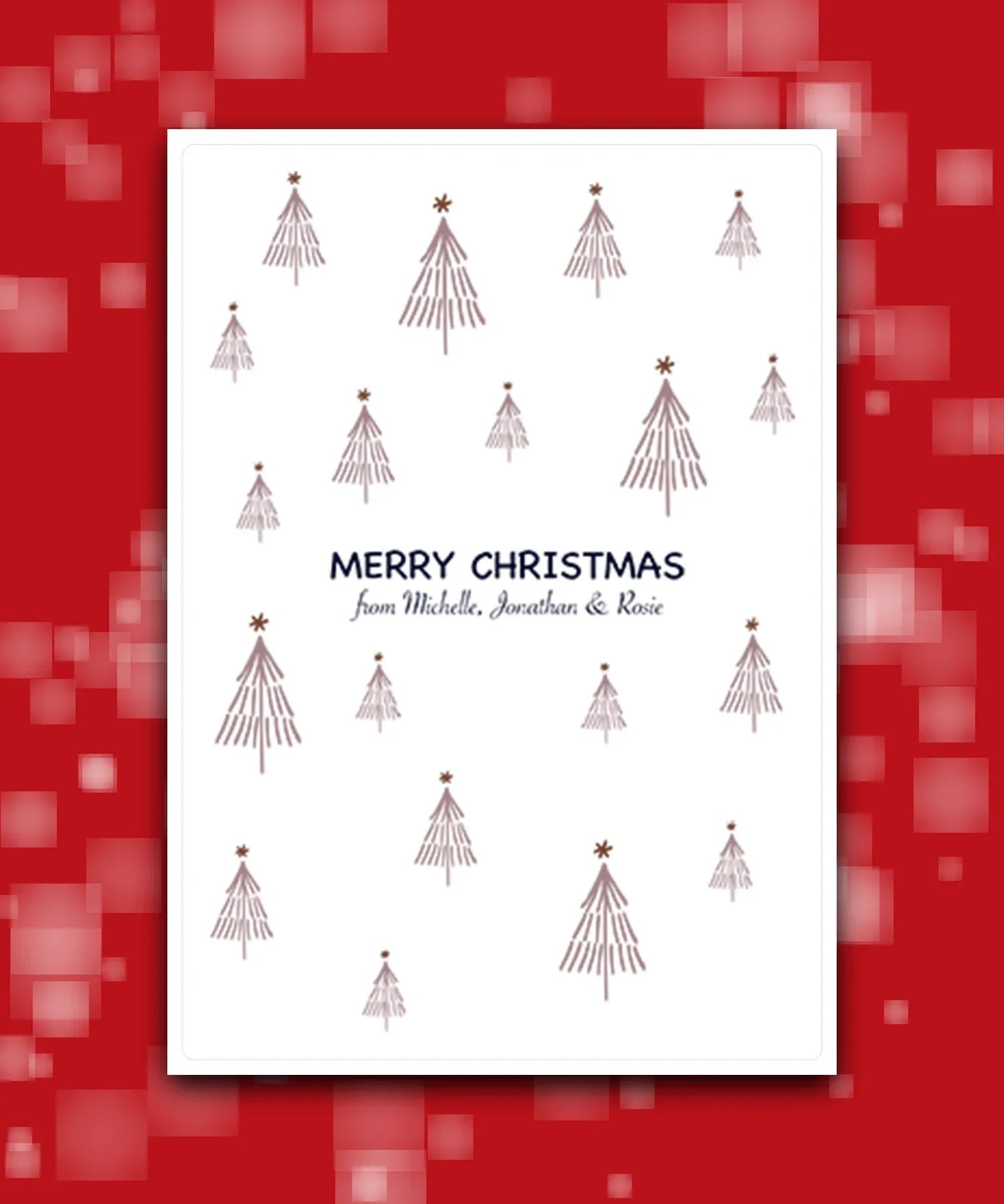 Abstract hills Christmas card (cocoa)—personalised wording; printed Xmas card
