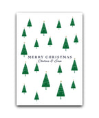 Winter forest personalised Christmas card—add name & message; custom printed; UK printed