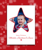 Abstract hills Christmas card (green)—personalised wording; printed Xmas card