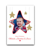 Photo upload personalised Christmas card—add your picture, names & message; custom printed Xmas card; for family & friends