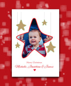 Custom printed Christmas card with your photo, add name & greeting; personalised Xmas card; for family & friends