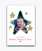 Create your own Christmas card with photo upload and add‑name options; personalised & printed (emerald)