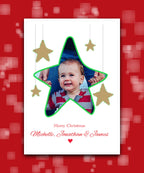 Custom printed Christmas card with your photo, add name & greeting; personalised Xmas card (emerald)