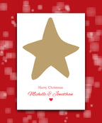 Luxury gold star personalised Christmas card—add surname & message; custom printed; fast dispatch
