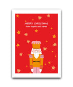 Christmas tree personalised card (green)—add name & message; custom printed Xmas card