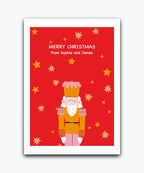 Classic tree Christmas card (green)—personalised with names; printed greeting card