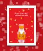 Personalised Christmas tree card (green)—add family name & message; printed card