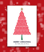 Customisable Xmas card with tree and personalised text—add family name & message; printed card