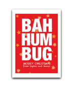 Gold star personalised Christmas card—add name & message; custom printed Christmas card; couples card