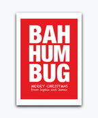 Humorous red Xmas card with Merry Christmas message; add names & text; printed Xmas card