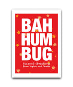 Personalised Christmas card—Bah Humbug Christmas card with stars background