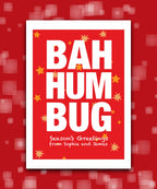 Humorous personalised Christmas card with gold stars—add‑name options & custom greeting; printed card; UK printed