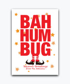Funny personalised Christmas card Bah Humbug design—add names; printed Xmas greeting