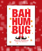 Bah Humbug humorous Christmas card for Secret Santa—personalised with text; custom printed card