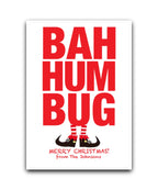 Funny Bah Humbug Elf Legs Christmas card personalised—personalised with name & message; custom printed; UK printed