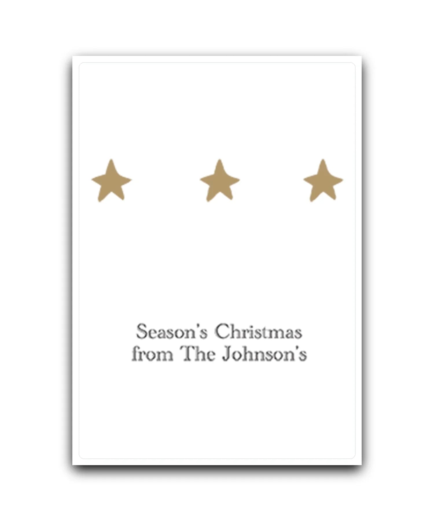 Gold star personalised Christmas card—add name & message; Luxury personalised black and gold Christmas card