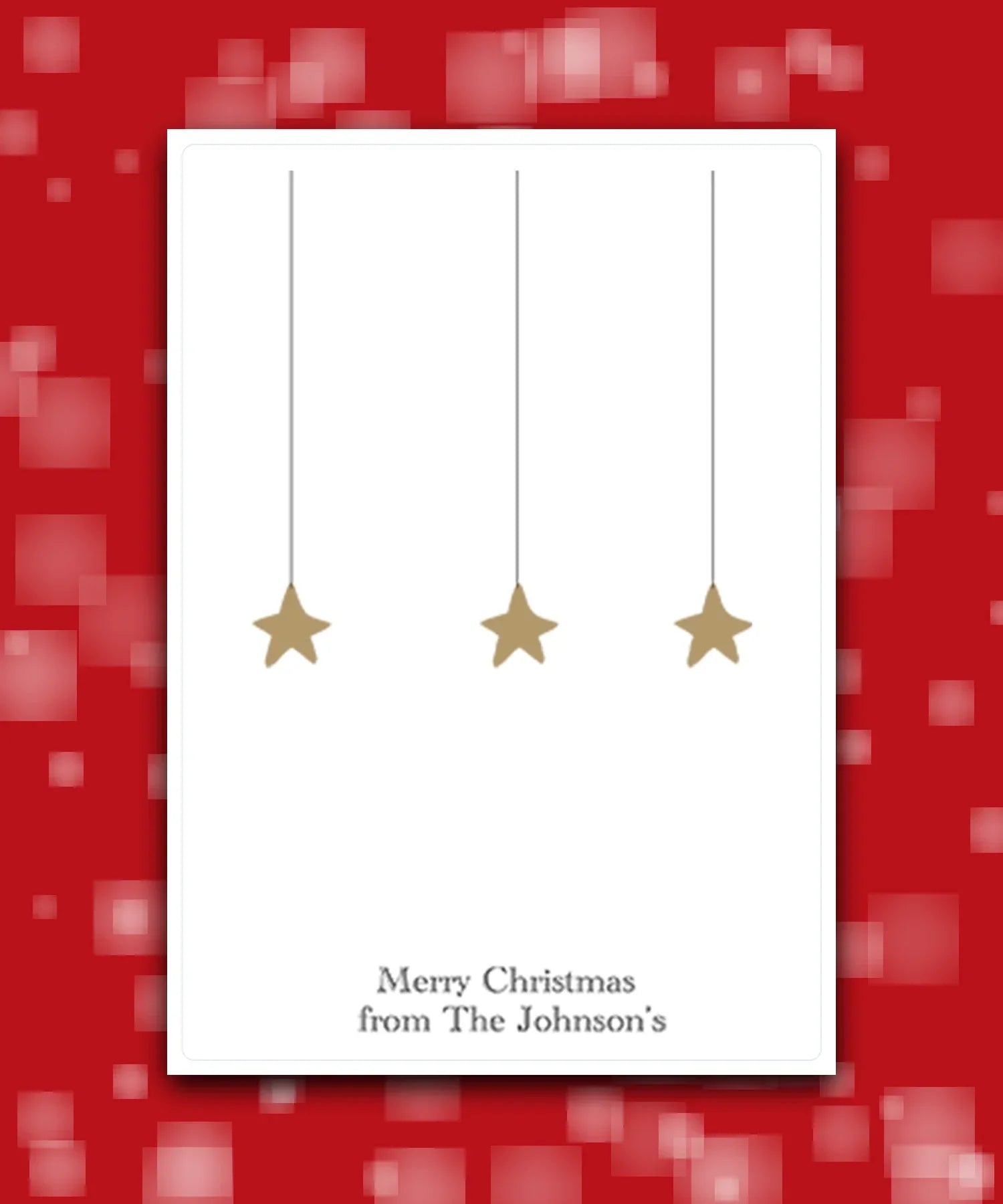 Luxury gold star personalised Christmas card—add surname & message; custom printed