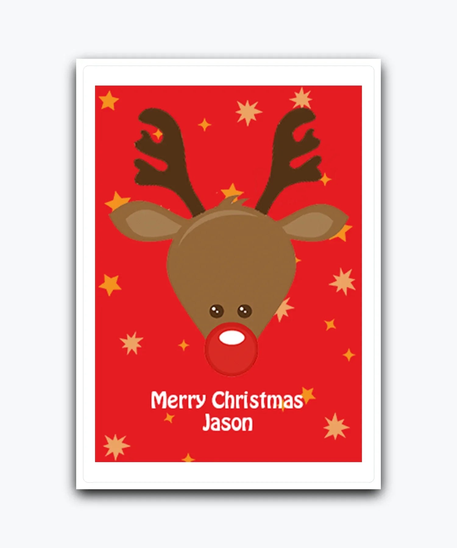 Cute Rudolph-style Christmas card with stars