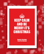 Personalised Keep Calm Christmas card—add your wording; custom printed card,Eco-friendly Christmas card with personalisation