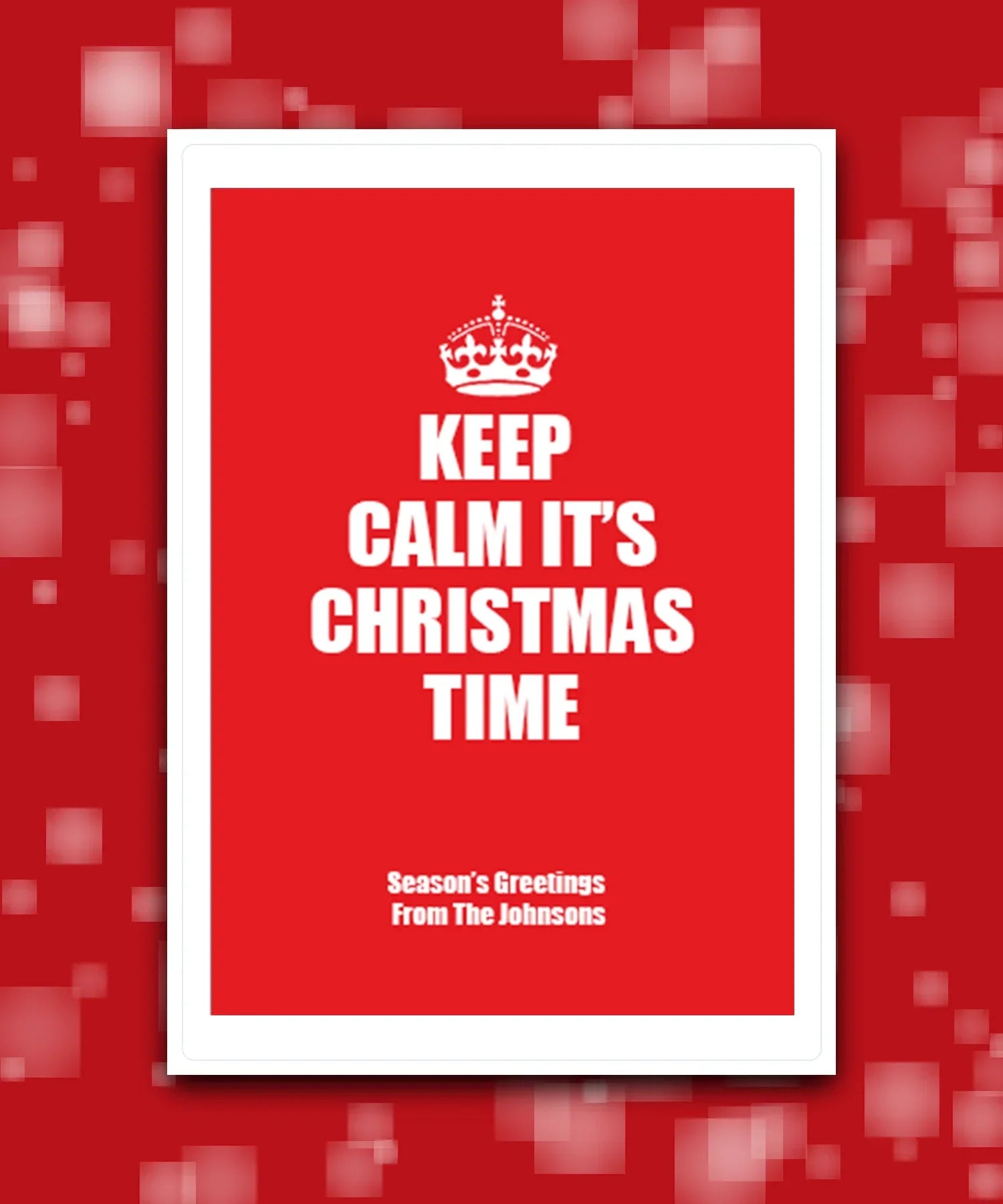 Personalised Keep Calm Christmas card—Customisable eco-friendly Christmas card Keep Calm design