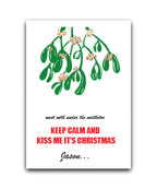 Personalised Christmas card—Personalised Christmas card with mistletoe illustration