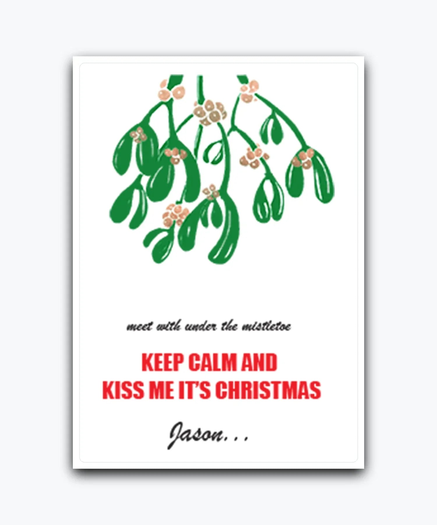 Custom Christmas card—Custom eco-friendly Christmas card with mistletoe design